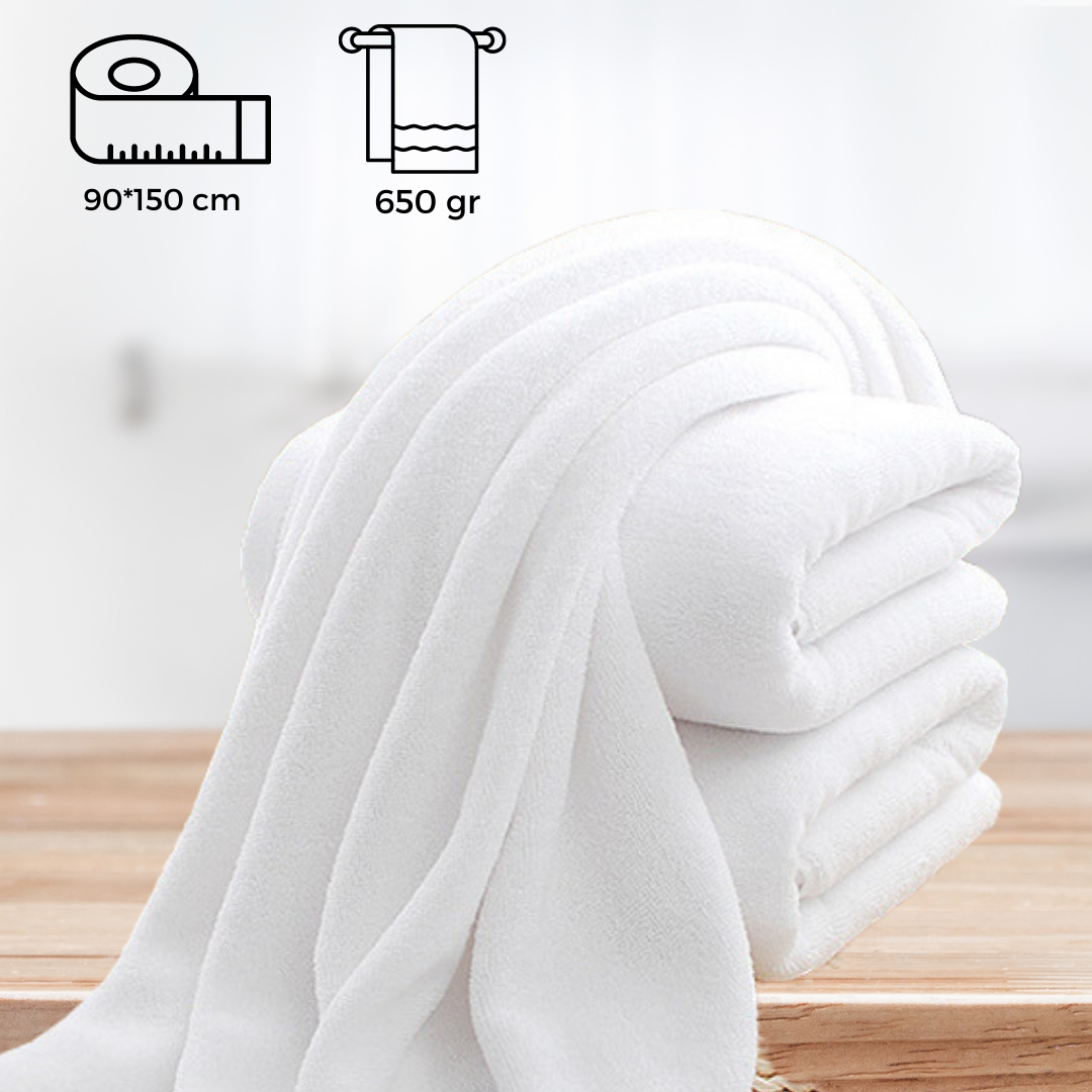Luxury Hotel Style Bath Towel White 90x150 cm