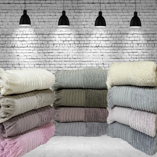 Fringed Hand Towel 50x90 cm, Wave Pattern