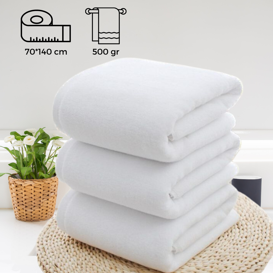Luxury Hotel Style Bath Towel White 70x140 cm